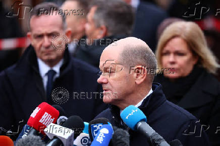 German Chancellor Scholz visits the site of Christmas market attack, in Magdeburg