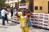 Boxes of supplies are distributed to the poor in Lagos