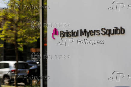 FILE PHOTO: A sign stands outside a Bristol Myers Squibb facility in Cambridge