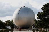 The Paris 2024 Olympic Games cauldron during its dismantling in the Tuileries Gardens in Paris