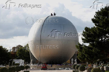 The Paris 2024 Olympic Games cauldron during its dismantling in the Tuileries Gardens in Paris