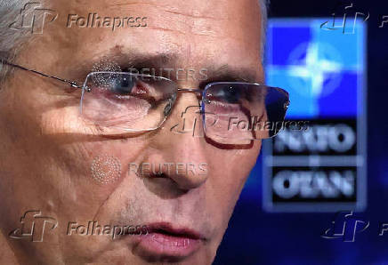 NATO Secretary General Stoltenberg during an interview with Reuters in Brussels