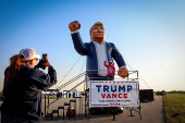 Republican presidential nominee and former U.S. president Donald Trump in Juneau, Wisconsin