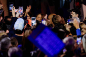 Democratic presidential nominee U.S. Vice President Kamala Harris attends a campaign rally in Reno