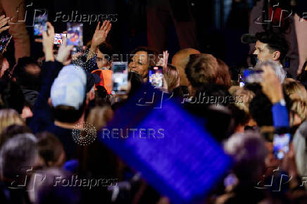 Democratic presidential nominee U.S. Vice President Kamala Harris attends a campaign rally in Reno