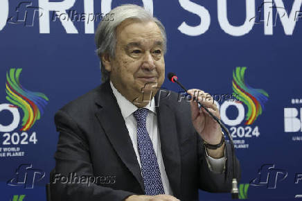 Secretrio geral onu antnio guterres durante coletiva no centro de imprensa no g20 no rio de janeiro