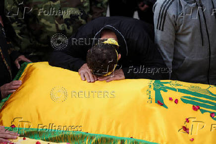 Funeral of Hezbollah fighters who were killed during hostilities with Israeli forces, in Maarakeh