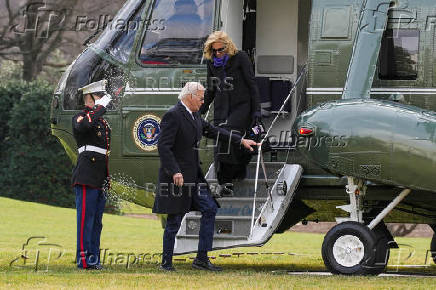 U.S. President Joe Biden arrives on the South Lawn of the White House