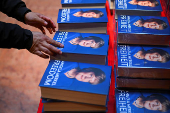 Hardback copies of former German Chancellor Merkel's autobiography 