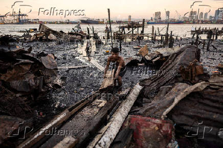 Aftermath of a fire at a slum area in Manila