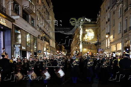 Christmas lights switched on at Rue Faubourg Saint-Honore in Paris