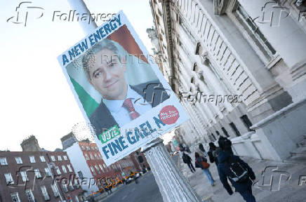 Political campaign posters seen ahead of Ireland's general election, in Dublin