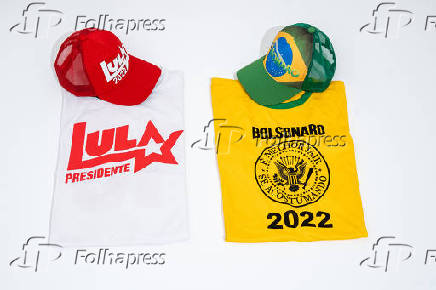 Bons e camisetas de Lula e Bolsonaro
