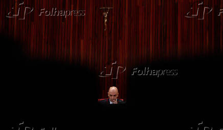 O ministro Alexandre de Moraes, durante o julgamento do ex-presidente no TSE