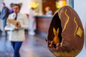 Chocolate egg art show 'Bel'Oeuf' is on display in Brussels