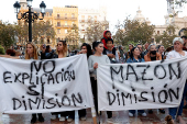 Protest against management of emergency response to the deadly floods in Valencia