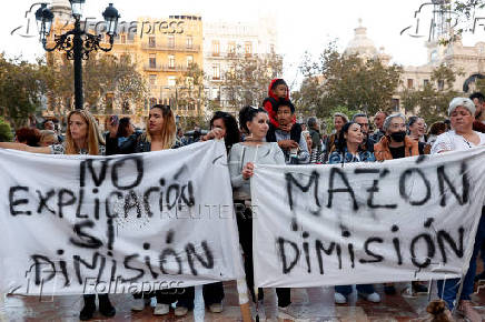 Protest against management of emergency response to the deadly floods in Valencia