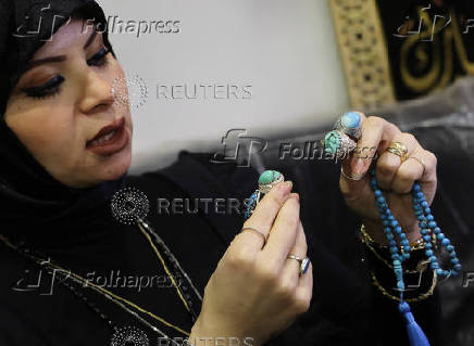 Prayer beads manufacturer in Egypt, popular during season of during the Muslim holy month of Ramadan in Cairo