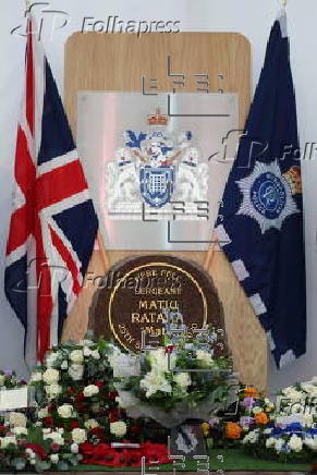 Memorial stone dedicated to police Sergeant Ratana killed in Croydon police station in 2020