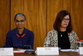 A ministra Marina Silva e a presidente da Petrobras, Magda Chambriard