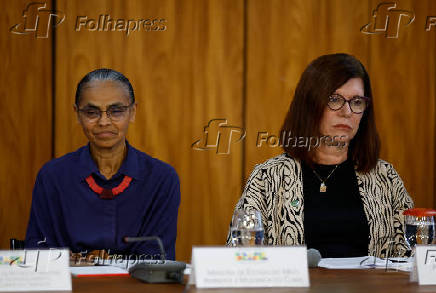 A ministra Marina Silva e a presidente da Petrobras, Magda Chambriard