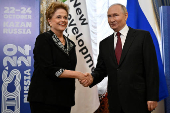 Russia's President Vladimir Putin meets with Dilma Rousseff, Chair of the New Development Bank, in Kazan