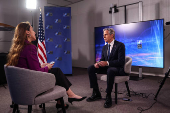 U.S. Secretary of State Antony Blinken attends an interview, in Brussels