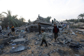 Aftermath of an Israeli strike on a house in Deir Al-Balah in the central Gaza Strip