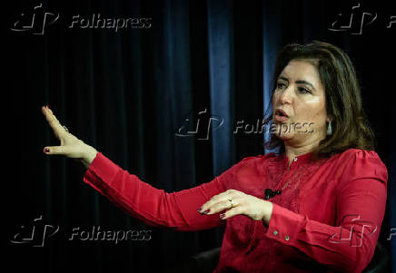 A senadora Simone Tebet (MDB-MS) durante entre  Folha e ao UOL