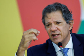 Brazil's Finance Minister Fernando Haddad attends a press conference at the Planalto Palace in Brasilia