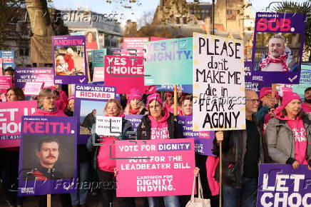 Demonstrations outside Parliament ahead of the Assisted Dying Bill