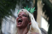 Unofficial kick off of Rio's Carnival with the weed block parade in Rio