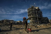 Destroyed buildings in Rafah