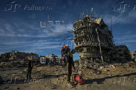 Destroyed buildings in Rafah