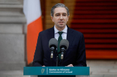 Taoiseach (Prime Minister) Simon Harris makes a statement at Government Buildings calling a General Election, in Dublin