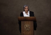 A ministra Crmen Lcia em sua cerimnia de posse como presidente do TSE
