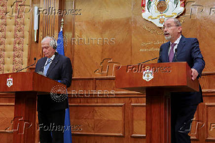 Jordan's Foreign Minister Safadi and EU's Representative for Foreign Affairs Borrell attend press conference in Amman