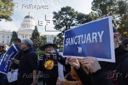 Protesters rally against proposed mass deportations at the California State Capitol