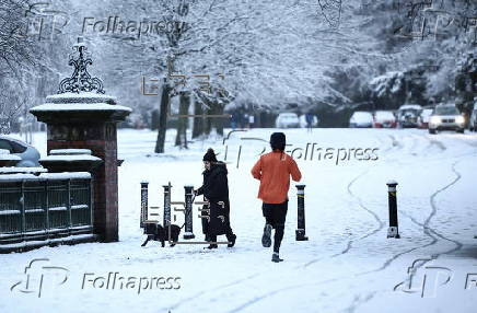 Heavy snow in Liverpool amidst warnings for snow and ice across Britain