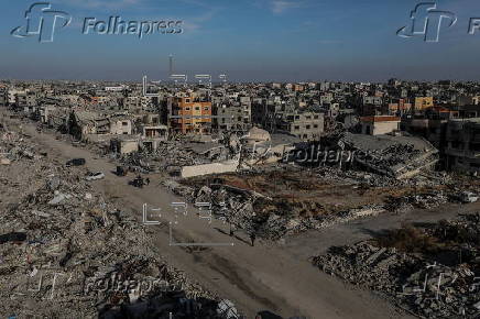 Destroyed buildings in Rafah