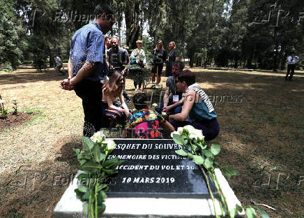 FILE PHOTO: A monument for the victims of the Ethiopian Airlines Flight ET302 Boeing 737 Max plane crash is seen during a memorial ceremony at the French Embassy in Addis Ababa