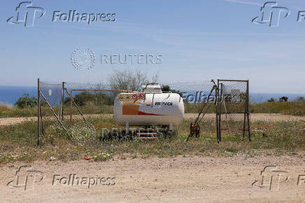 A tank of Repsol is seen near a fuel station in Malaga