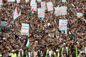 Protesters rally to show support to Palestinians, in Sanaa