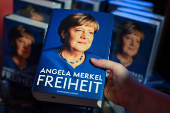 Hardback copies of former German Chancellor Merkel's autobiography 