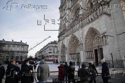 French President Macron visits Notre-Dame in Paris