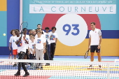 Tennis legend Roger Federer inaugurates tennis court in Paris suburb