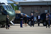 U.S. President Joe Biden boards Marine One as he departs for Washington from the Delaware Air National Guard Base in New Castle