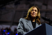 Democratic presidential nominee and U.S. Vice President Kamala Harris attends a campaign event in Madison