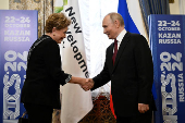 Russia's President Vladimir Putin meets with Dilma Rousseff, Chair of the New Development Bank, in Kazan