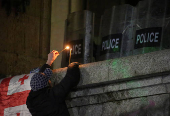 Georgian opposition supporters protest against government's EU application delay